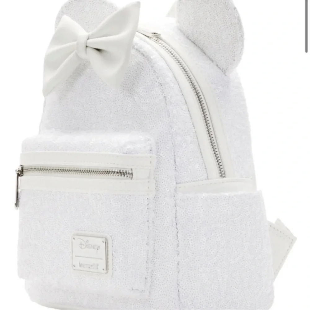 Loungefly white sequin‎ mini backpack